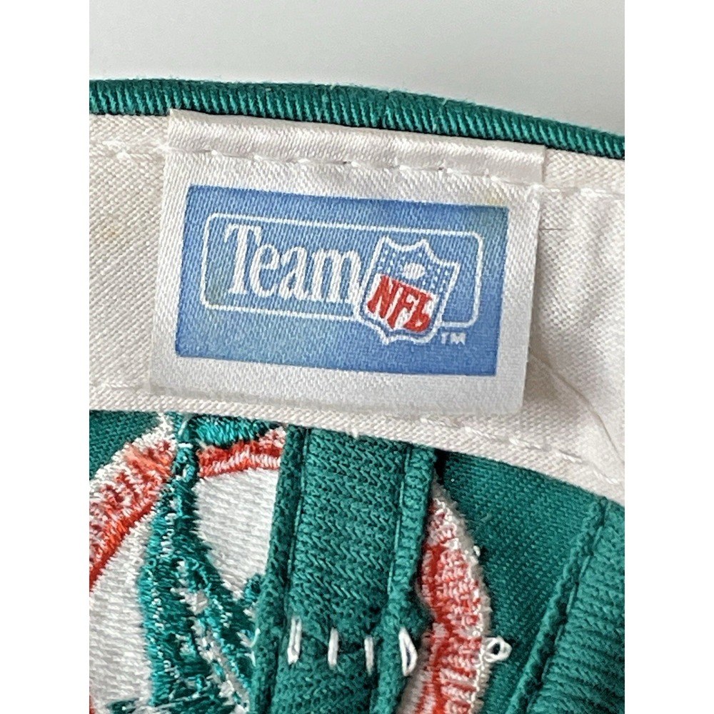 Miami Dolphins The Game Big Logo Spellout Hat Cap Teal Orange NFL VTG 90’s RARE - Picture 14 of 16